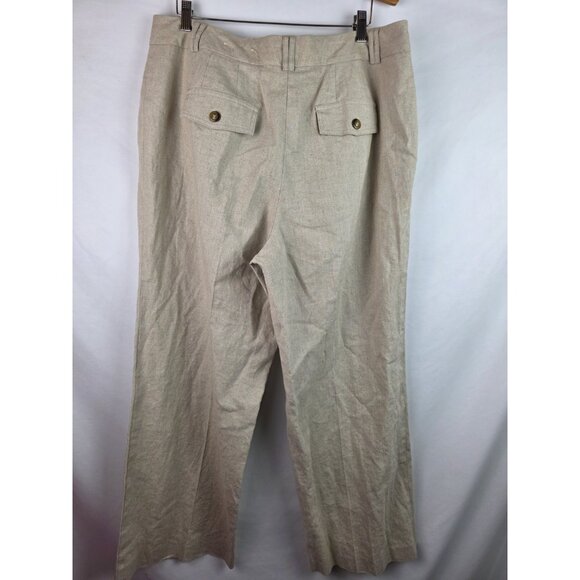 Cato Women's Pants Plus Size 16W Khaki Beige Linen Blend Wide Leg Casual Pants - Picture 7 of 10